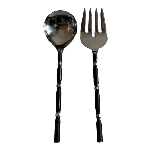 VNTG Serving Silverware Storehouse Artisan Server 2Pcs SALAD SET Stainless Steel - Picture 3 of 7